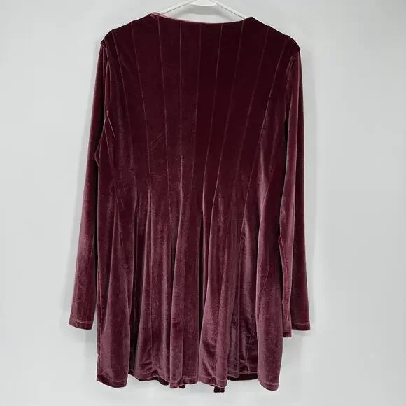 Soft Surroundings Shirt Womens XL Purple Velour Tunic Scoop Neck Long Sleeve Top - Picture 6 of 7